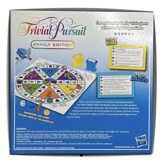 Trivial Pursuit Family Edition Board Game Fun Trivia For Kids & Adults - Picture 2 of 11